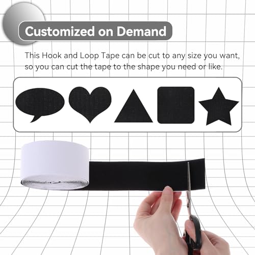 Image of 2 Rolls Hook and Loop Strips with Adhesive, 2 Inch x 16.4 Feet Excellent Grip Couch Mounting Tape, Non-Slip Heavy Duty Sticky Strips, Double Sided Tapes Roll for Fixing, Black