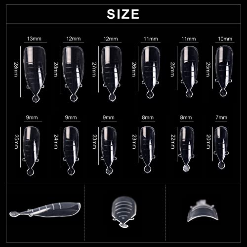 KADS 120PCS Clear Full Cover Dual Nail System Form UV Gel Acrylic Nail Art Mold Artificial Nail Tips with Scale for Extension (Model 9) - Image 2