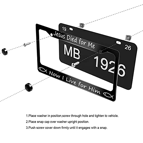 Uangerl License Plate Frame Christian Jesus Fish,Metal Aluminum Car Front Tag Holder For Women Men 2 Holes With Screw Caps Car Accessories Us Canada Standard 12"X6" #TOP3