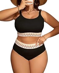 Black Boho Plus Size Swimsuits