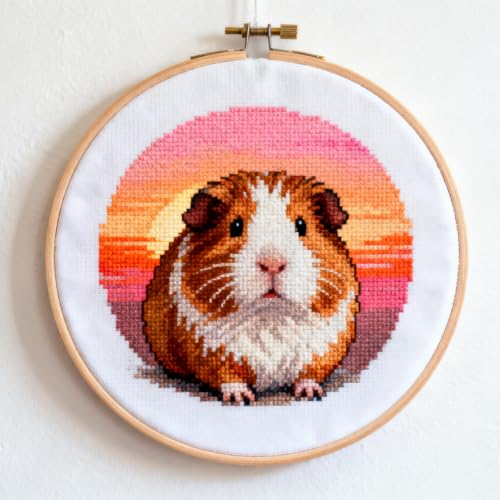 Guinea Pig Sunset Cross Stitch Kit