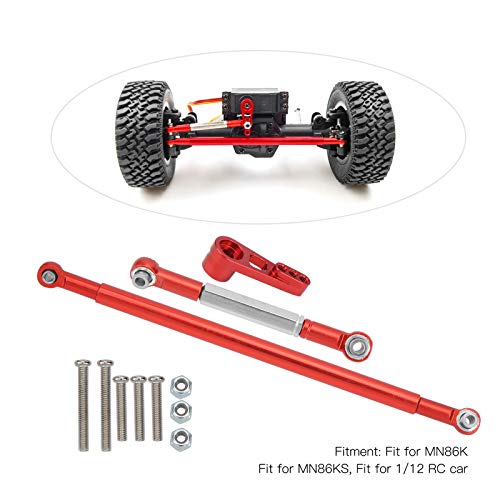 Chiciris 1/12 Steering Rod, Rc Steering Tie Rod, 2 Lengths High-End For Mn86K Fit 1/12 Rc Car(Red) #TOP4