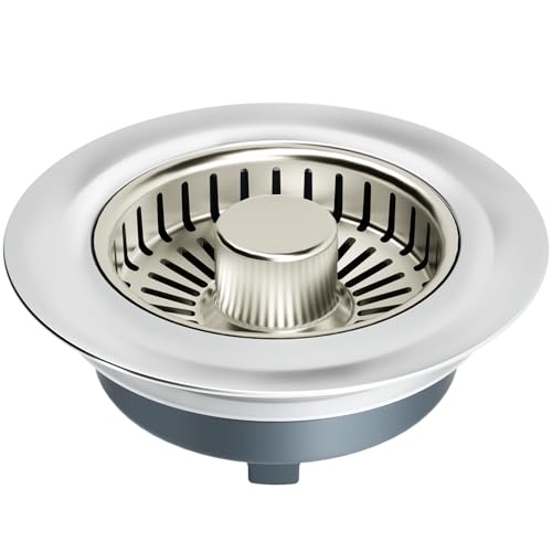 Image of Kitchen Sink Stopper, 3 in 1 Sink Drain Strainer, Kitchen Sink Drain Strainer, 1 Pack Brushed Nickel