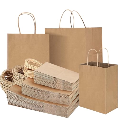 Sacs cadeaux en papier kraft marron COGLARING de différentes tailles
