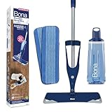 Bona Premium Spray Mops for Floors, Wood, Incl. 1x Bona Wood Floor Cleaner Liquid Cartridge 850ml & 2x Microfibre Pads, Blue