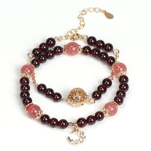 Hm Vicyy Granat-Perlen-Stretch-Armband,2er-Pack,Reiki-Heilkristall-Edelstein-Armbänder für Yoga-Meditation,Damen-Schmuckgeschenk Cover