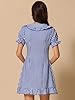 Allegra K Women's Gingham Checks Ruffled Peter Pan Collar Cute Mini Dress Large Blue #3