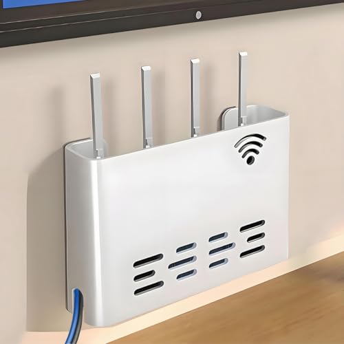 PUIOTEAI Scatola Porta Router WiFi da Parete, Porta Modem da Parete, Modem WiFi Scatola Porta Cavi, per Nascondere Il Router e Mettere in Ordine i Suoi Cavi, Bianco(Size:L)