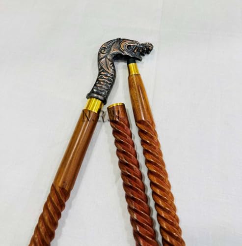Bastón de madera con mango de latón | Bastón de paseo hecho a mano | Bastones decorativos | Bastón de paseo para hombre y mujer activo (Bastón Dragón) Bastón de madera con mango de latón | Bastón de paseo hecho a mano | Bastones decorativos | Bastón de paseo para hombre y mujer activo (Bastón Dragón)