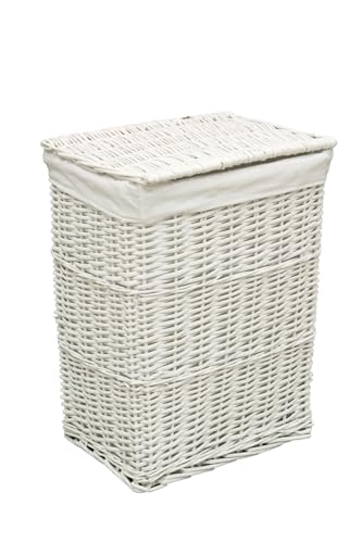 ROPERO SIMPLE MIMBRE BLANCO. Ropero de mimbre blanco. Ropero decoracion. Ropero almacenaje. Ropero colada. Ropero rústico (45 * 33 * 58)