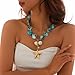 Inactwin Starfish Shell Necklaces for Women Trendy Summer Boho Seashell Pendant Beach Necklace Gold Charm Choke Necklace Dainty Statement Necklace Fashion Surfer Jewelry Gift (Blue Shell Necklace-2)