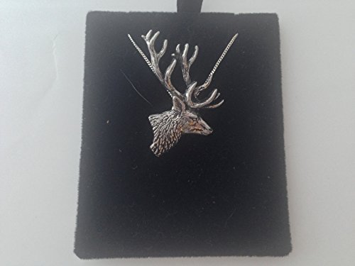 Pendentif cerf argent sterling 925 fait main avec chaîne 40,6 cm et boîte cadeau