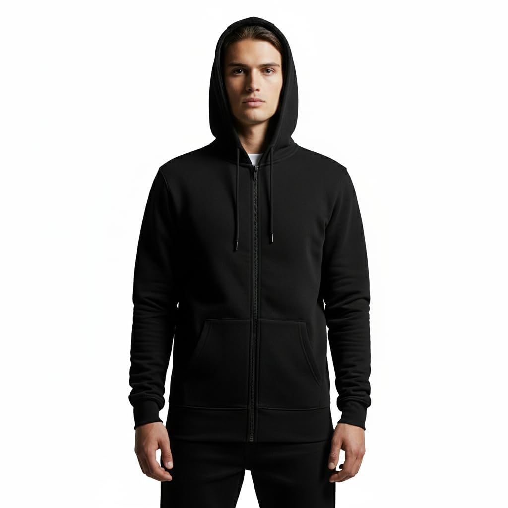 Classic Zip-Up Hoodie, Full Length Zipper, Front Pockets
