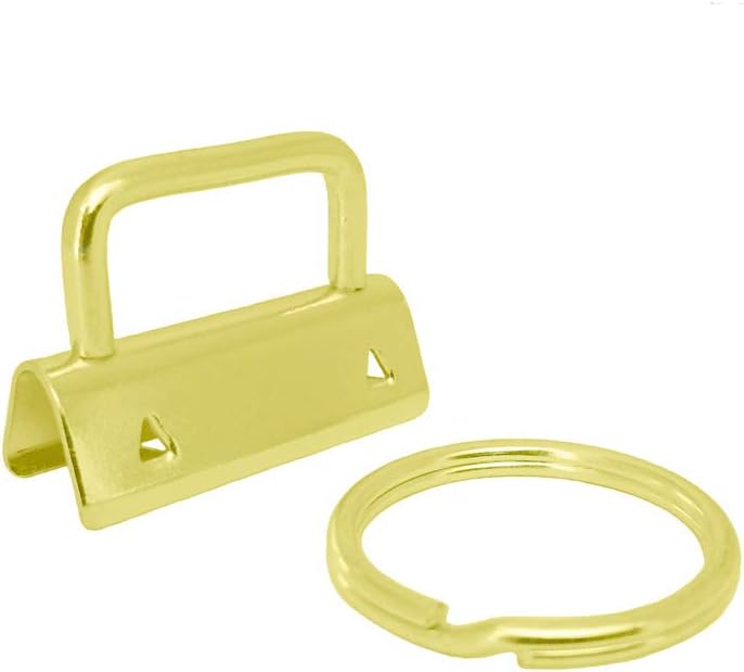 Key Fob Hardware with Key Rings Sets - 1.25 Inch (32 mm) (Gold) (Qty 100)