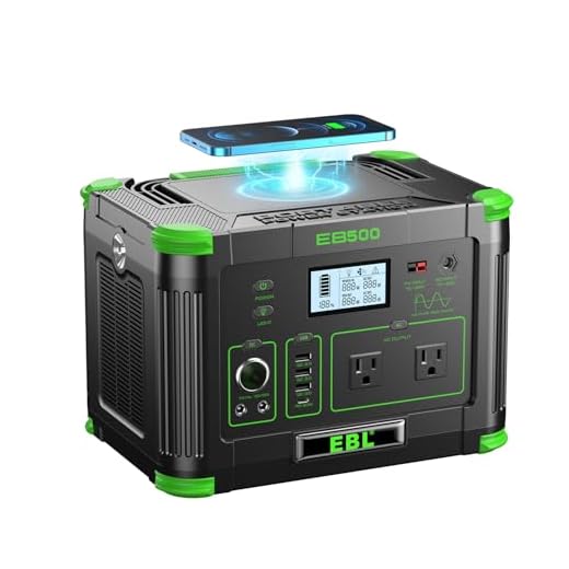 EBL Portable Power Station 500w(Peak 1000W), Camping Solar 519.48Wh Outdoor Solar Generator Backup Battery Pack with 2x120V AC Outlets, 10-Port Powerhouse for Outdoor and Indoor Emergency Use