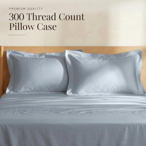 Image of Huesland Premium 100% Cotton Luxe Soft Touch 300 Thead Count Pillow Cover Set of 2 - Greyish Blue