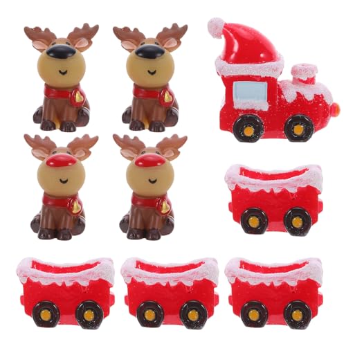 YARNOW Figurines de Rennes Résine Statues de Rennes Assis ou Debout Décorations de Noël Miniatures pour Sapin et Village Hiver