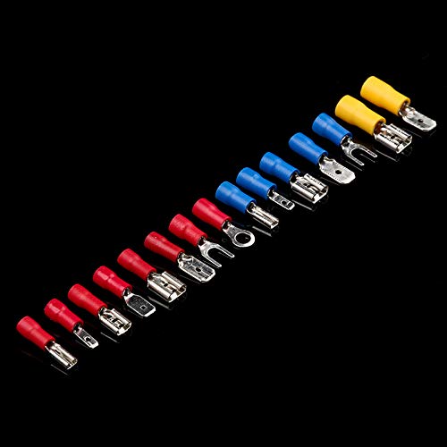 280pcs Spade Insulated Terminals Cable Connector Electrical Wire Crimp Butt Ring Fork Set Ring Lugs Rolled Crimp with Plier VUQLDHAYZ