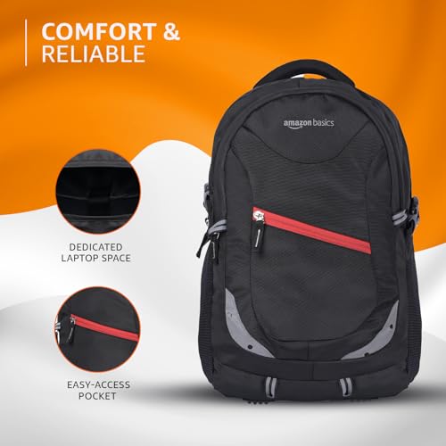 Amazon Basics Laptop Backpack | 15.6 inches | Water Resistant Polyester | Ideal for Office College School Travel (Diagonal) - Image 4