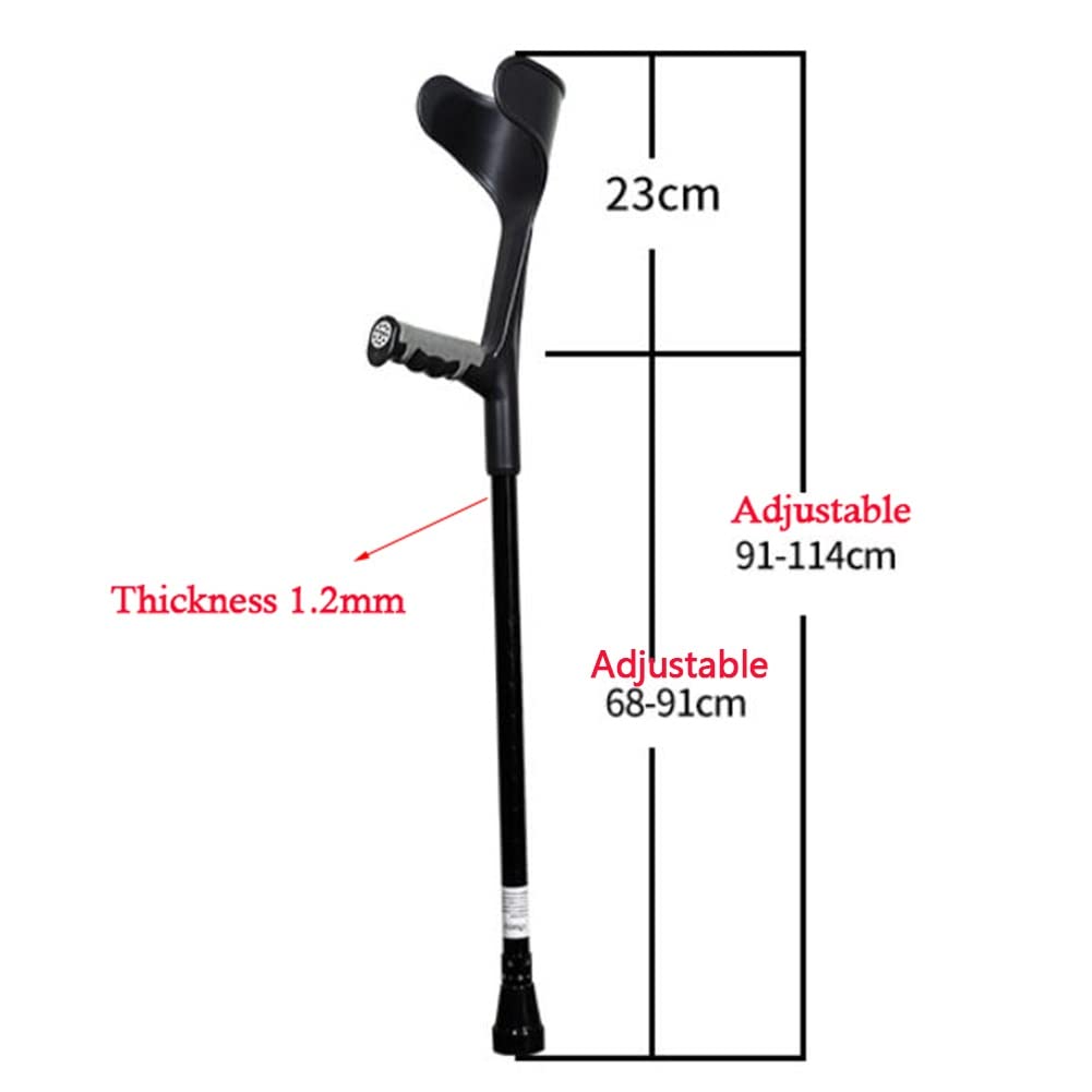 Muletas de antebrazo (1 par), muletas Plegables para Viajar, muletas de Aluminio Ajustables para Caminar para Adultos y jóvenes, con manijas de Goma y Base Antideslizante (Color : Black)
