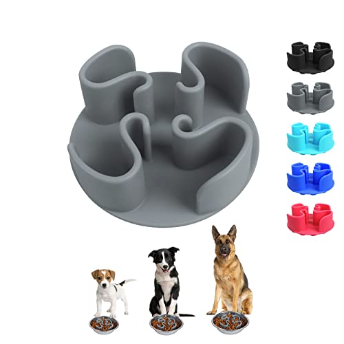 Winsee Slow Feeder Dog Bowls Insert, Soft Silicone Slow Eating Dow Bowl For Small Medium Large Dogs(Grey, Large) #TOP14
