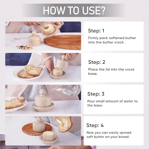 Marble Mini Butter Dish 4" Verona Handmade Butter Container for Kitchen Countertop, Butter Crock With Lid Soft Spreadable Butter, Home Décor - Image 5