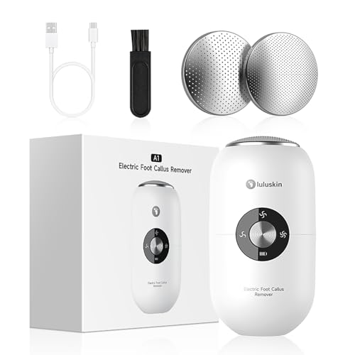 Electric Foot File for Hard Skin – Rechargeable Callus Remover with 2 Replacement Metal Grinding Heads – IPX6 Waterproof Pedicure Set for Hard & Dry Skin, Smooth Feet Care