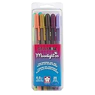 Sakura Gelly Roll Moonlight 25 Pack, 06 Fine point, Bright Opaque Ink Gel Pens, Creamy Smooth Ink, Writes on Dark Paper