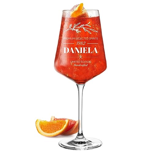 Aperol Spritz Bicchiere da vino da 560 ml con incisione personalizzata, regalo per uomini – con nome – ideale per bevande estive – il bicchiere da cocktail per aperitivo, vino e sangria – Motivo