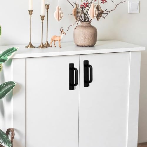 Image of Adhesive Cabinet Handles, Self-Stick Instant Cabinet Handles Alloy No Drilling Push Pull Handles Helper for Kitchen Cabinet Drawer Window Sliding Closet (Plastic Small, 4 Pcs)