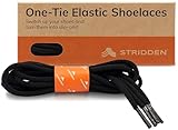STRIDDEN 2 Pairs One-Tie Elastic Round Dress Shoelaces, Eco-Positive Stretch Shoe Lace Turns Shoes/Boots Into Slip-Ons/No-Tie, Black/40in