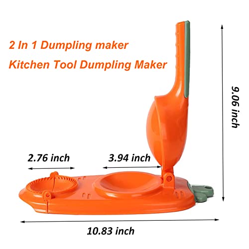 2 In 1 Dumpling Maker, 2023 New Dumpling Maker Wrapper Mold, Multifunction Diy Manual Dumpling Press Molds Set, Portable Empanada Press Dumpling Skin Maker Machine, Easy-Tool For Dumpling Make(Orange) #TOP2
