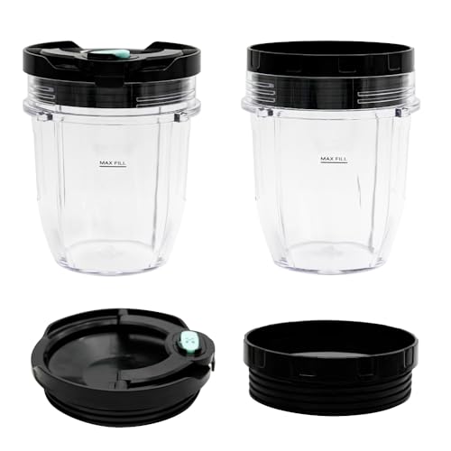 2 Packs 12oz cups with sealing lids and steam-release button lids, Compatible with Nutri Ninja Pro Series and Nutri Ninja Auto-IQ Blender CT640C,CT680,CT682SP,BL450,BL484,BL486CO,BL480