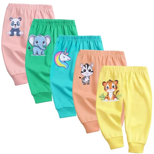 Image of EIO Unisex-Child Cotton Pajama Pants Combo Pack | Baby Soft Sleepwear Pyjamas Combo Pack | Toddler Breathable Nightwear Bottoms ( Pack of 5, 5-6 Y), Multicolour