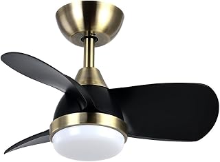 Ventola cuoio-nero a 3 pale 2400lm, 6 velocità, LED integrato 35/47x60x60 cm