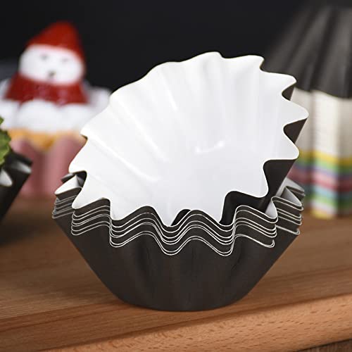100 Pcs Baking Cups Cupcake Liner Flared Brioche Standard Muffin Wrappers Greaseproof Coated Paper Cup For Wedding Birthday Holiday Party Or Baby Shower (Brown) #TOP2