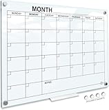 Magnetic Glass Whiteboard Monthly Planner 34”x46” Dry Erase Wall Calendar Large Glass Whiteboard Calendar for Home & Office