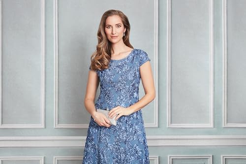Alex Evenings Women's Long Rosette Mother of The Bride Dress with Short Sleeves, Wedding Guest, Brushed Periwinkle, 6 by Alex Evenings - Image 3