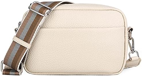 DIVCIDLC Small Crossbody Bag with Wide Guitar Strap Camera Purse Shoulder Handbag Satchel, Off White