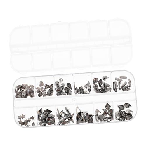 EPIGEIST 1 Caja Joyería de manicura DIY de imitación de manicura para uñas accesorios cristales arte de uñas artesanía de uñas pedrería de cristal Metal Negro