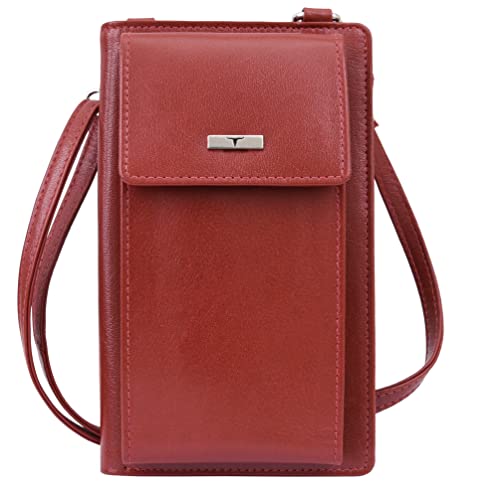 Image of URBAN FOREST Ruby Red Leather Sling Wallet for Women