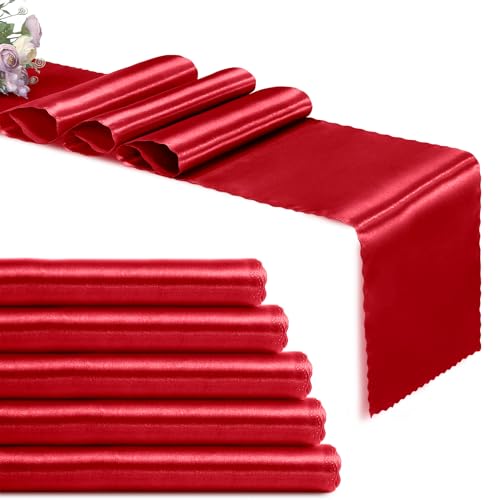 Eychei Set of 5 Red Satin Table Runners, 12
