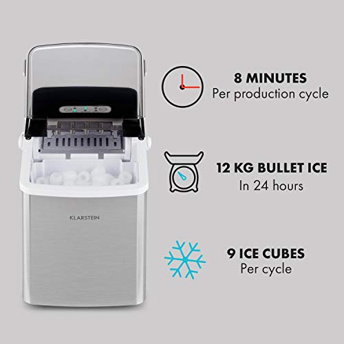 Klarstein Eiswürfelmaschine Klein, 2L Eiswürfelbereiter, Eiswürfelmaschine mit Touch Control, Mini-Eiswürfelmaschine für Große & Kleine Eiswürfel, Eiswürfelbereiter Selbstreinigend, 12kg/24h – Bild 5