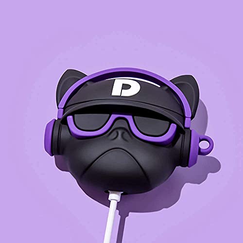 Image of Cartoon Silicone Case Compatible with Apple AirPods Pro 2 Case Cover - Cute 3D Shockproof 360 Protective Skin Cover with Keychain | AirPods Pro 2nd Gen Case (Hip Hop Dog Purple)
