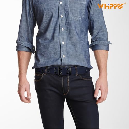 Image of WHIPPY Canvas Double Grommet Belt Unisex Casual Double Prong Belt for Men Women for Jeans Pants