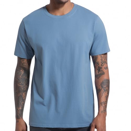 VEIISAR Herren T-Shirt 210 GSM Mittel Weight 100% Baumwolle (vorgewaschen) - Weich & Bequem Stoff Klassisches Basic T-Shirt - Uni-Farbe