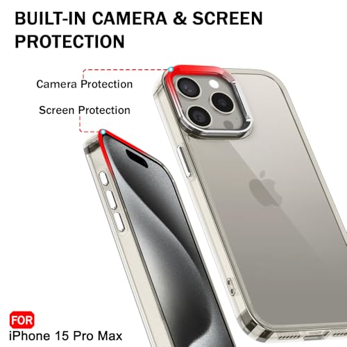 Image of TheGiftKart Hybrid Back Cover Case for iPhone 15 Pro MAX | Built-in Stand | Shockproof Hard Back Case Cover for iPhone 15 Pro MAX (PC & TPU, Clear Back, Transparent Sides)