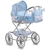 Up to 18 in. Berenguer Boutique Baby Doll Royal Pram Stroller Blue