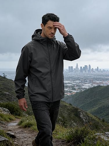 Image of Raincoat for Men Waterproof | Men Rain Jacket Hooded Windproof Lightweight | Full-Length Breathable All-Season Rain Wear | Bike Riding, Motorcycle, Cycling|M16