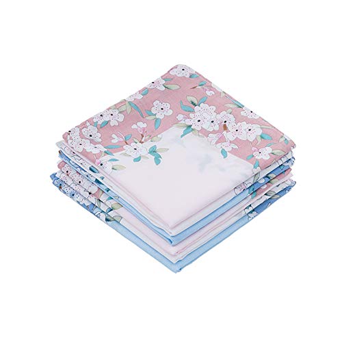 Houlife - Fazzoletti da donna, 100% cotone, motivo fiori di ciliegio, con stampa floreale, 3 pezzi, 45 x 45 cm Motivo 1-6 pezzi 45*45 cm